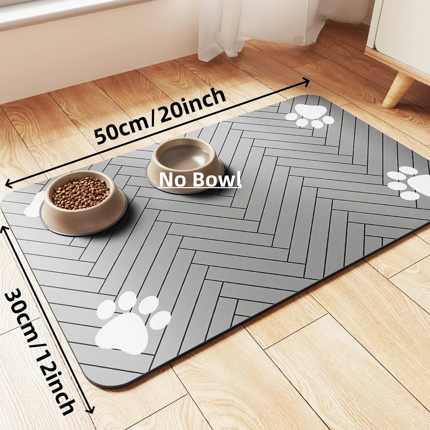 Pet Feeding Mat-Absorbent Pet Placemat for Food and Water Bow