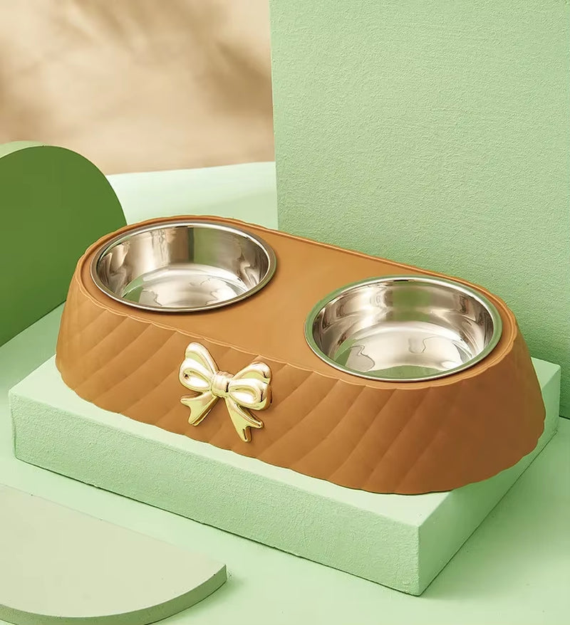 Pet Supplies Bow Tie Cat Food Bowl