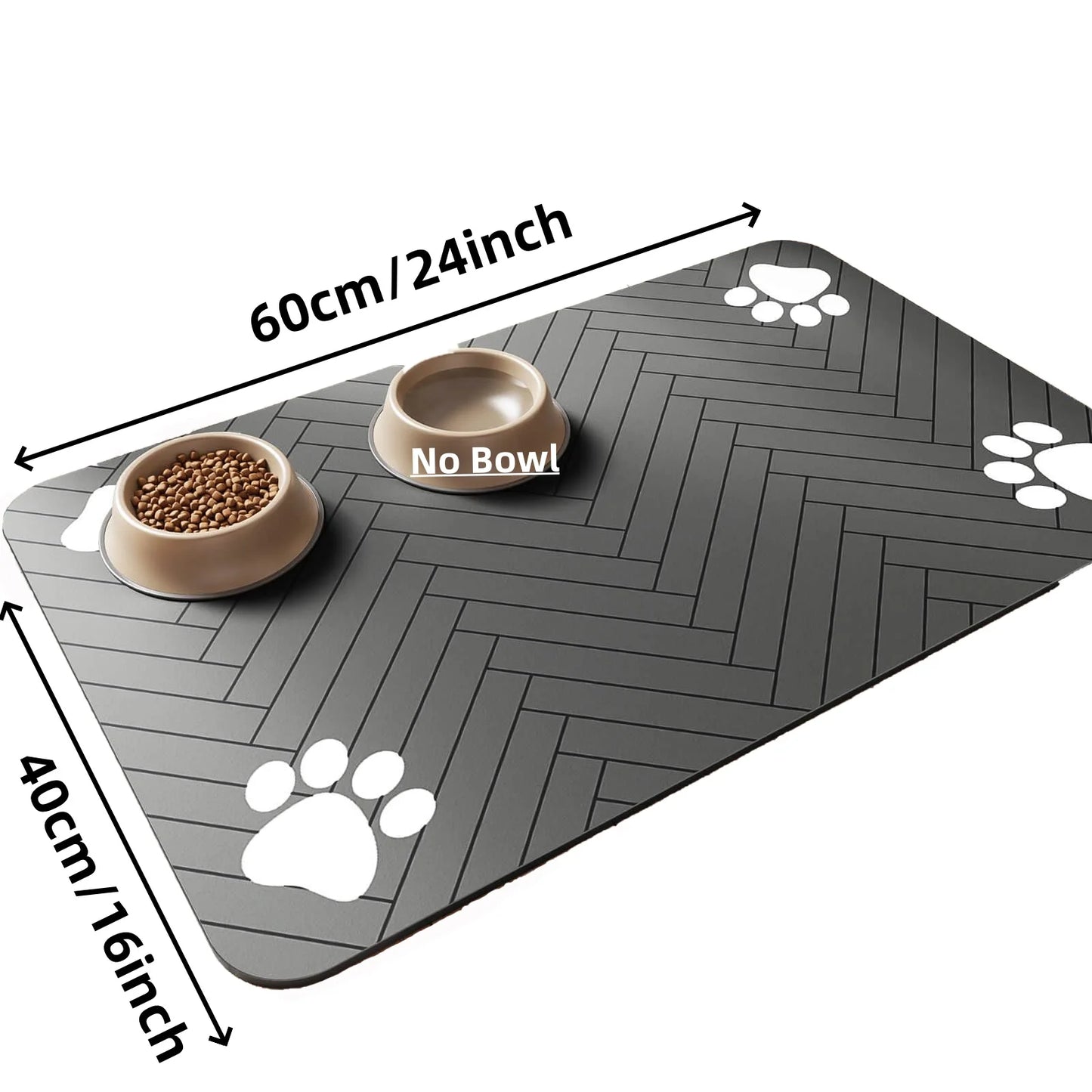 Pet Feeding Mat-Absorbent Pet Placemat for Food and Water Bow