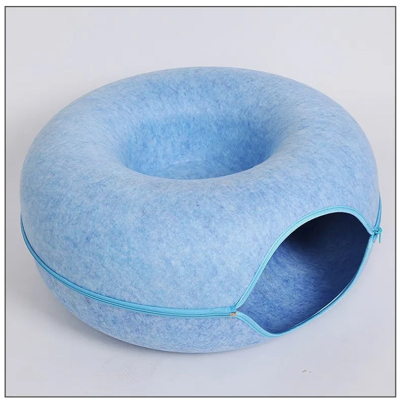 Donut Cat Bed Interactive Tunnel Pet Felt Indoor Toys Cats House 