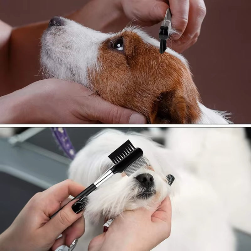 Pet Facial Cleaning Comb Removes Tear Stains Eye-Poop Comb Dog Hair Repair Scissors Cat Hair Comb Pet Clean Supplies Accessories