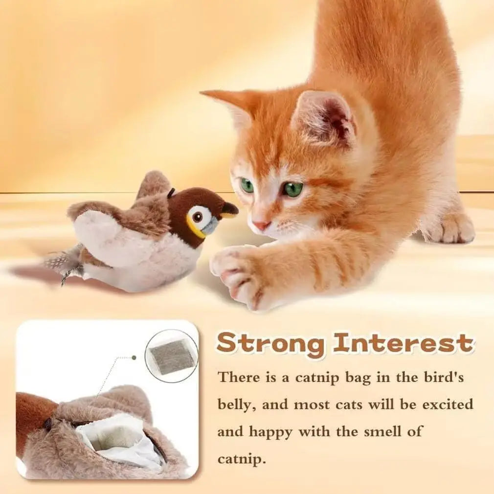 Interactive Cat Toy Chirping Bird , 2025 New Rechargeable Interactive