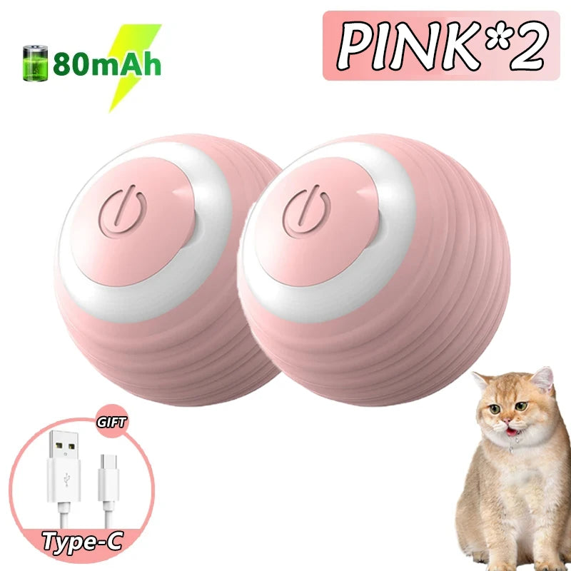 2PCS Cat Interactive Ball Indoor Automatic Rolling Magic Ball