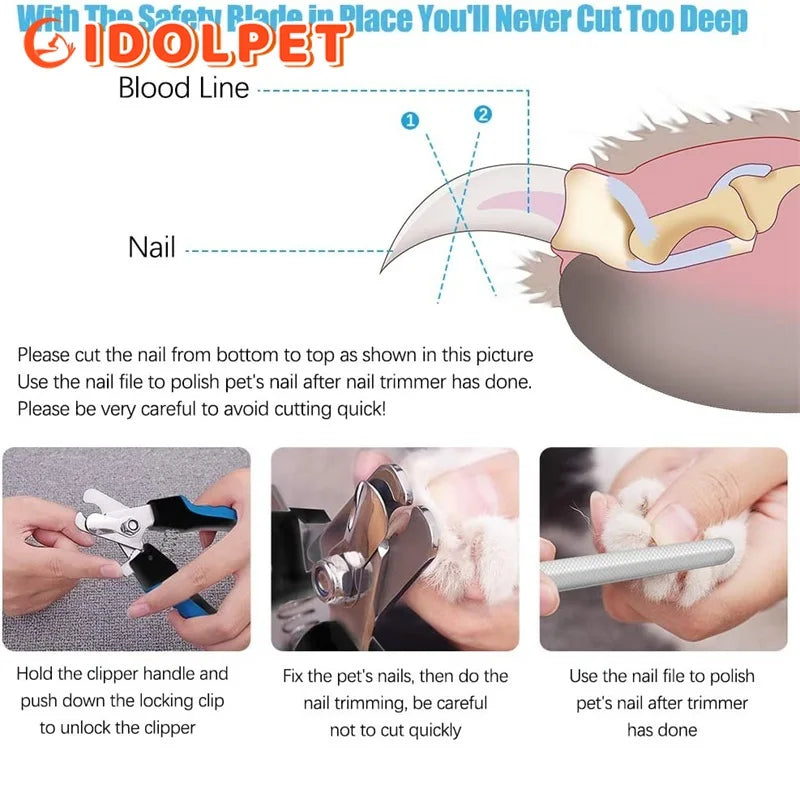 Professional Pet Nail Clipper with Safety Guard Stainless Steel 