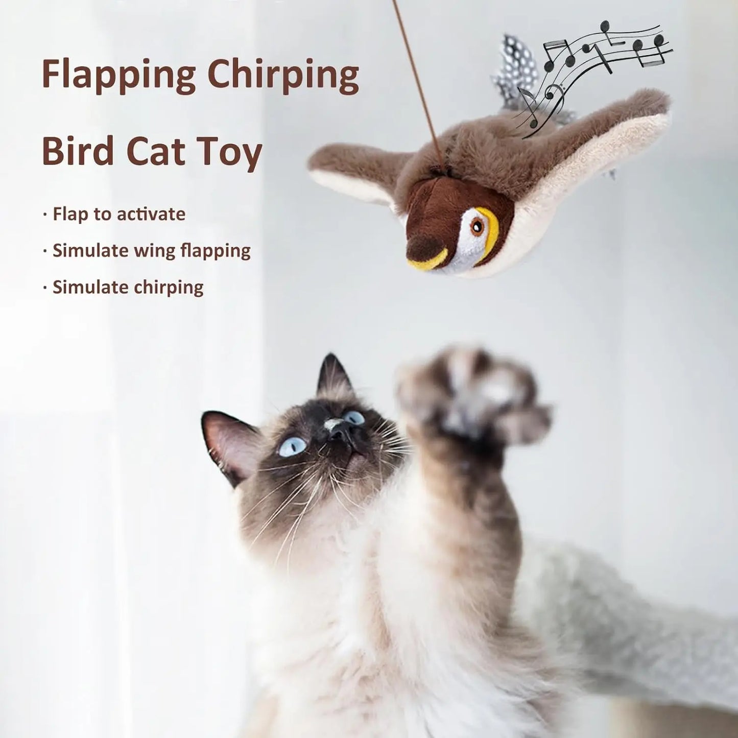 Interactive Cat Toy Chirping Bird , 2025 New Rechargeable Interactive