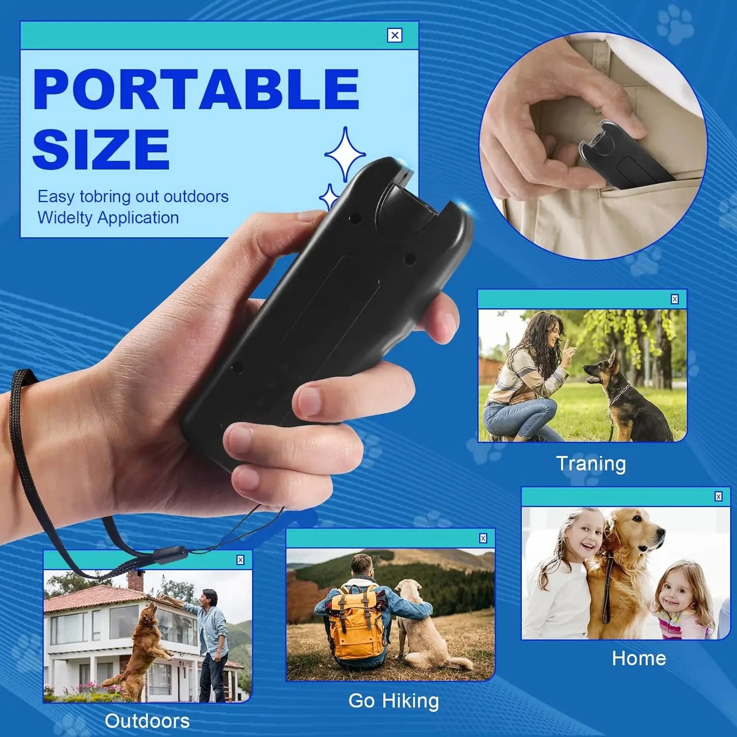 Ultrasonic Dog Repeller Portable Anti-Barking Deterrent Handheld 