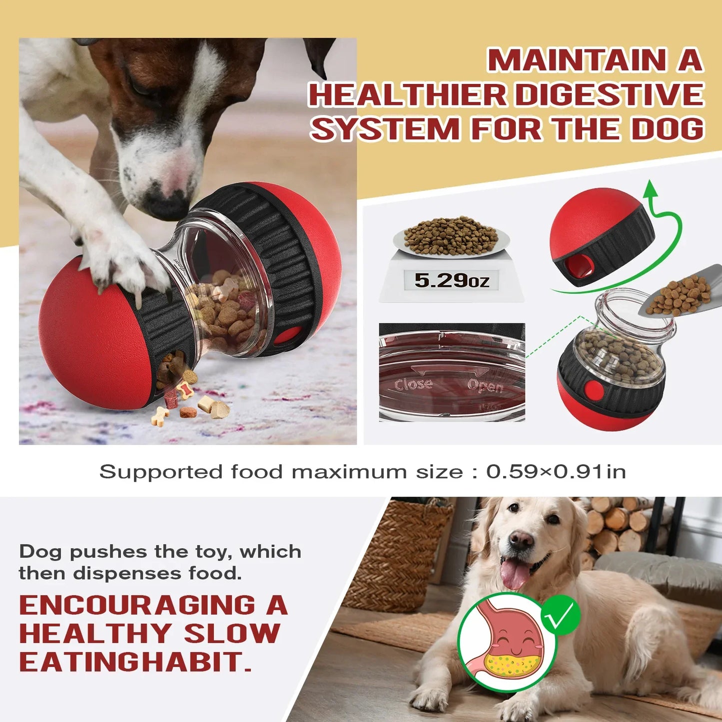 Dog Funnel Ball Toys Slow Food Adjustable 