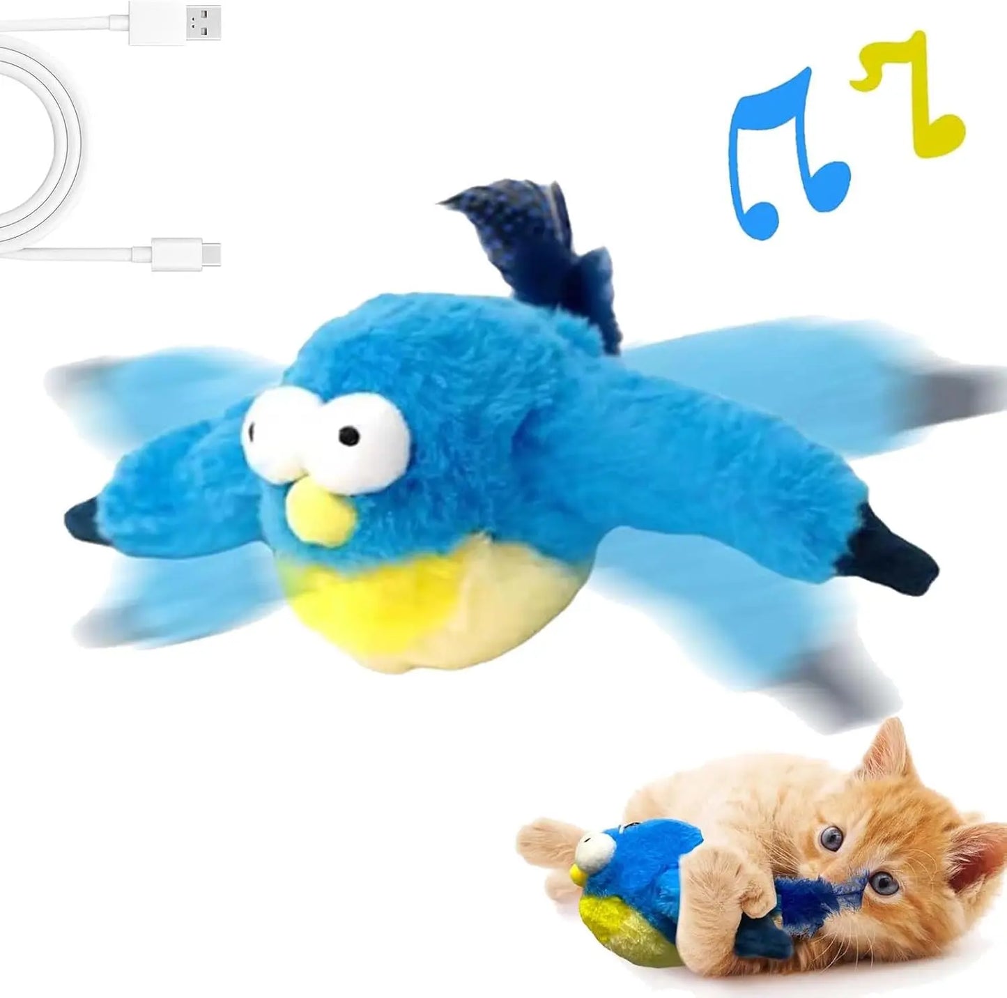 Interactive Cat Toy Chirping Bird , 2025 New Rechargeable Interactive