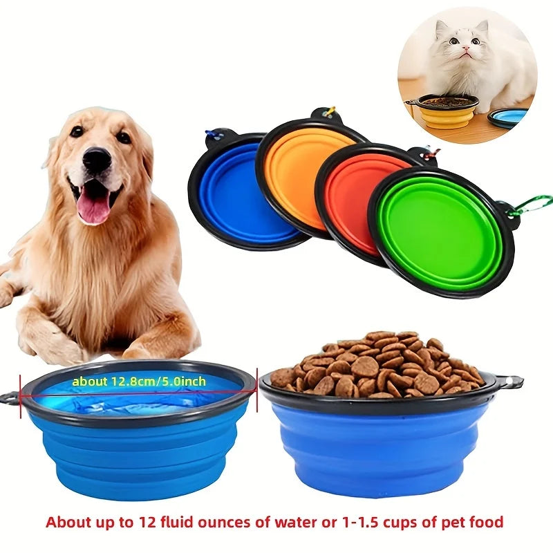 Portable Pet Food Bowl Durable TPR Bowl Cat and Dog Food Pet Silicone 