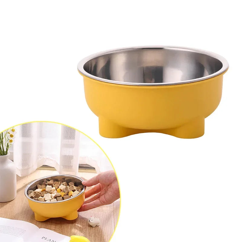 A Stainless Steel Pet Dog Bowl anti Slip Four-Legged Solid Color 