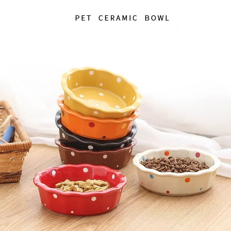 Cute Dog Accessories High-End Pet Bowl Bamboo Shelf Ceramic