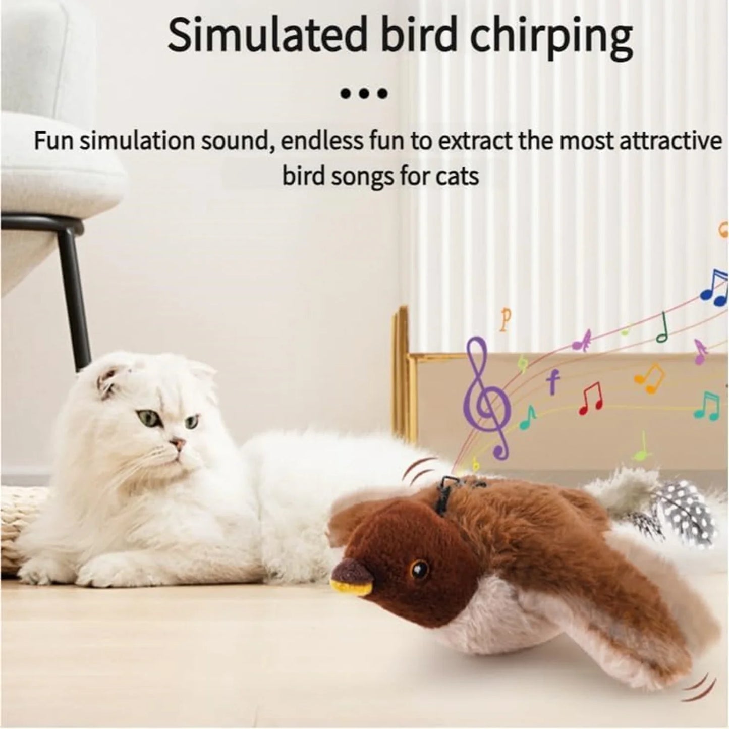 Interactive Cat Toy Chirping Bird , 2025 New Rechargeable Interactive