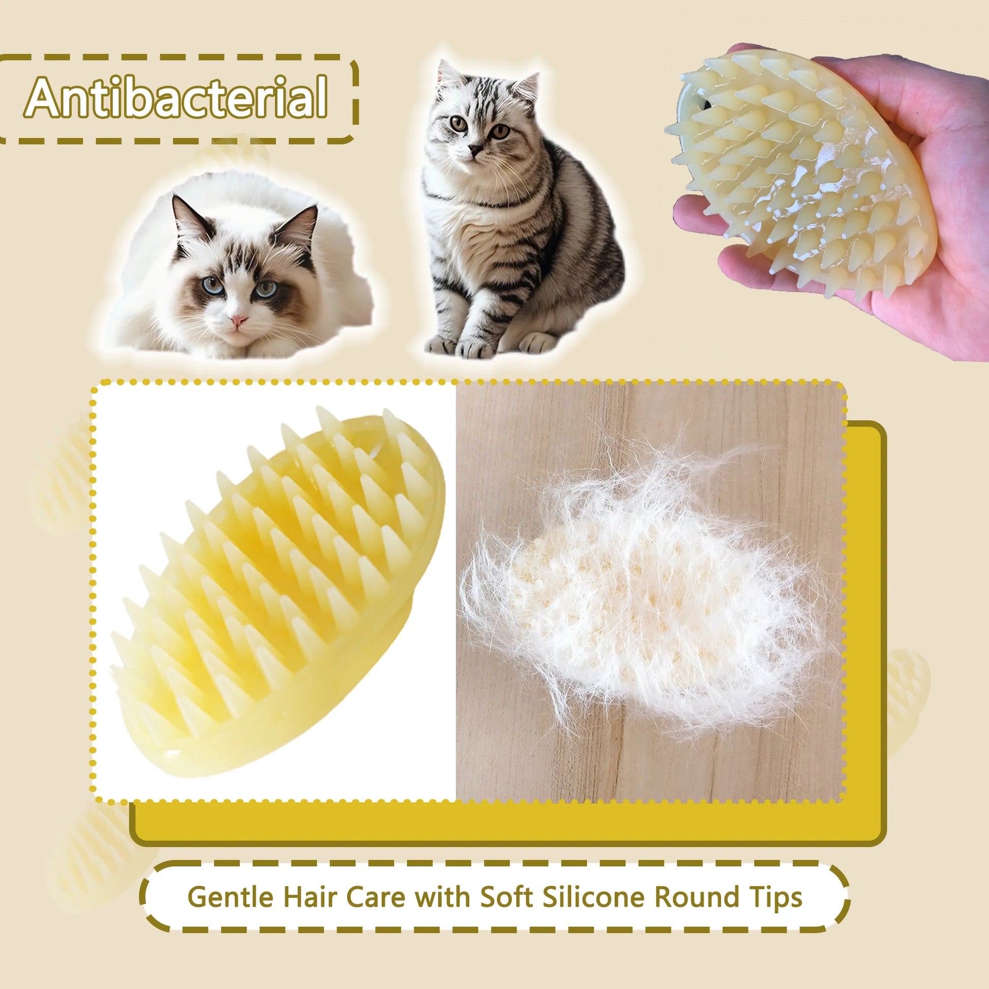 Soft Gentle Silicone Bristles Dog Cat Massage Brush Combs Cleaner