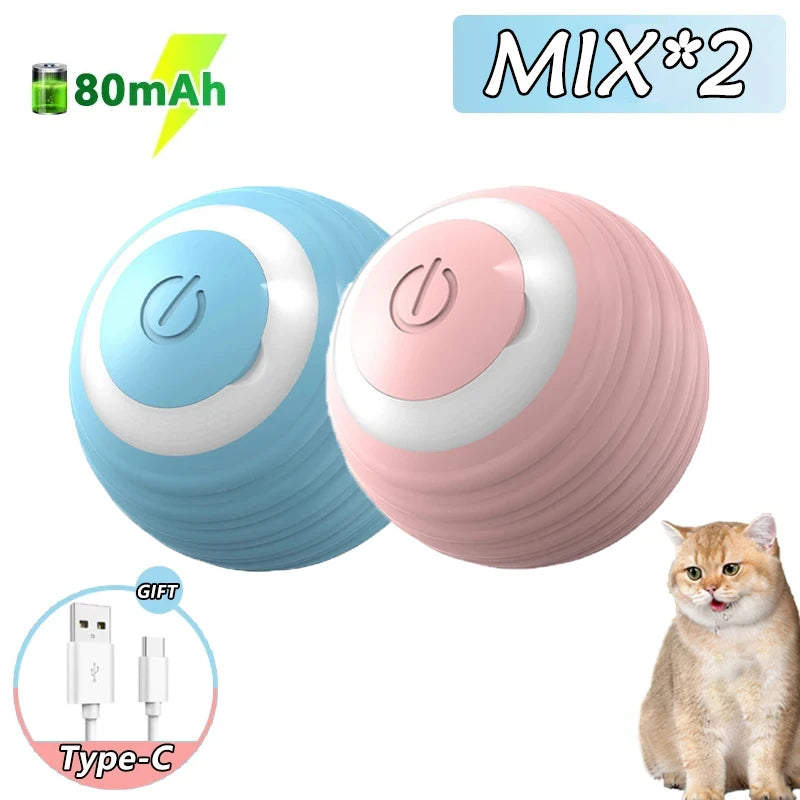 2PCS Cat Interactive Ball Indoor Automatic Rolling Magic Ball