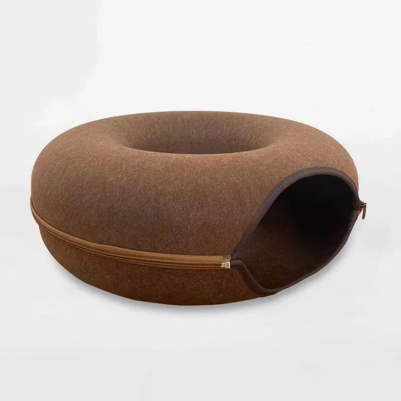 Donut Cat Bed Interactive Tunnel Pet Felt Indoor Toys Cats House 