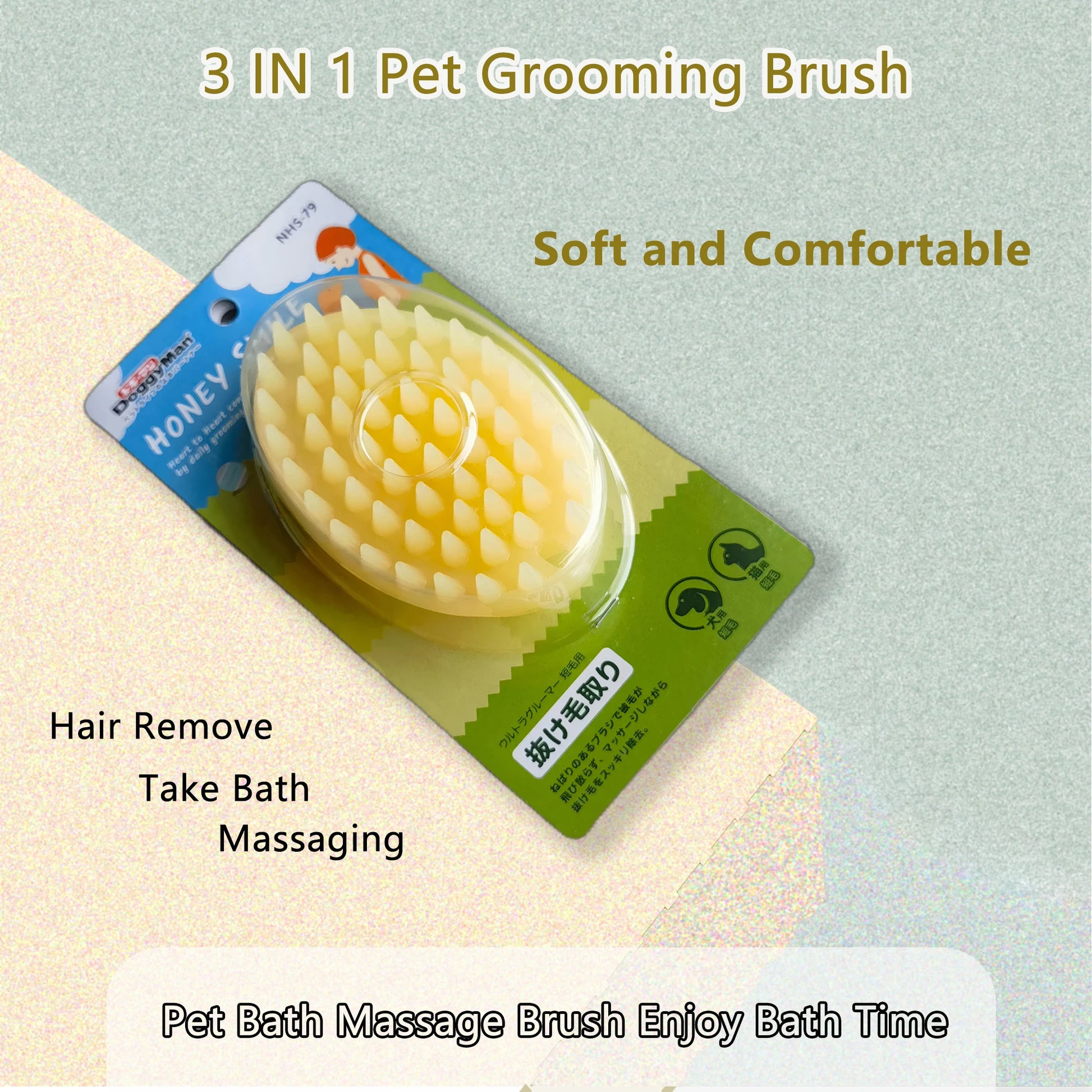 Soft Gentle Silicone Bristles Dog Cat Massage Brush Combs Cleaner