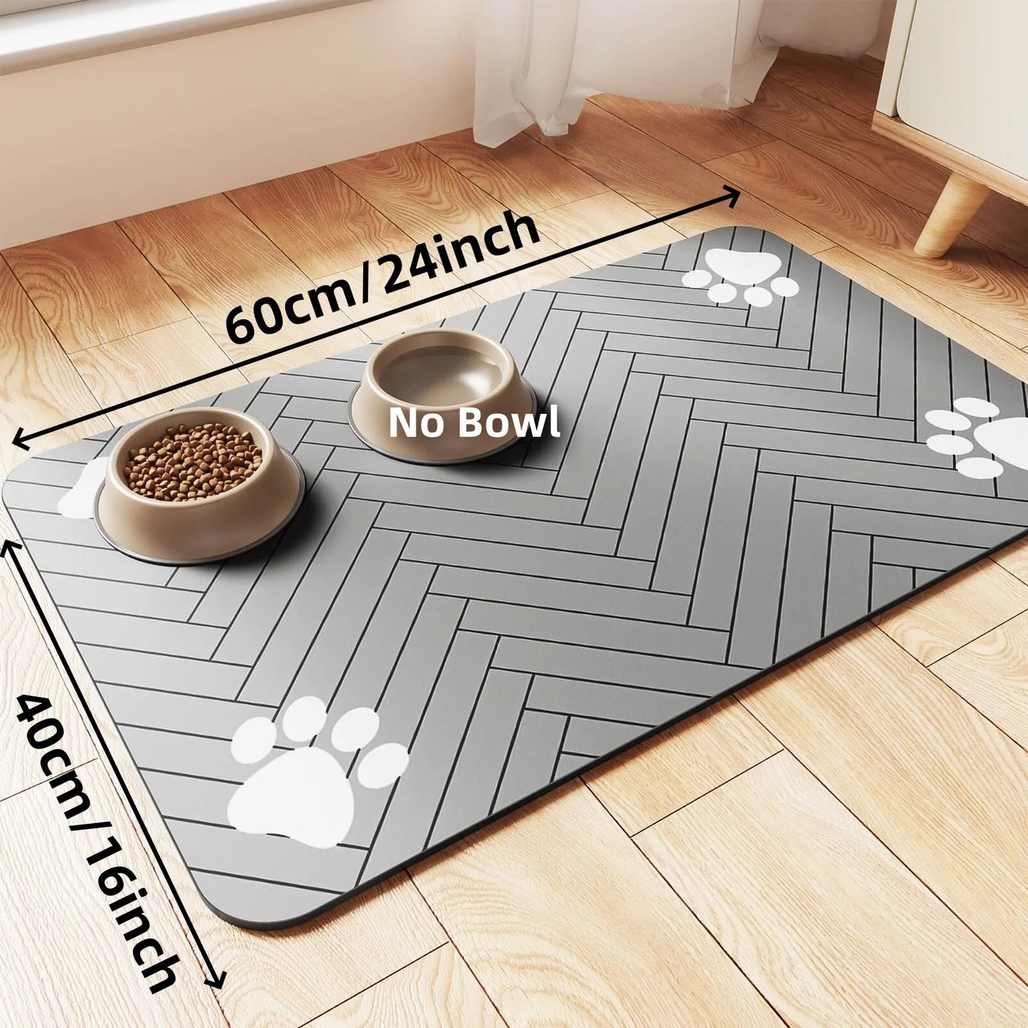 Pet Feeding Mat-Absorbent Pet Placemat for Food and Water Bow