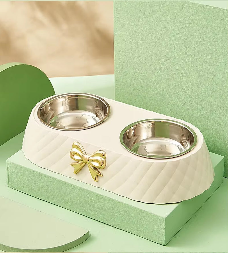 Pet Supplies Bow Tie Cat Food Bowl