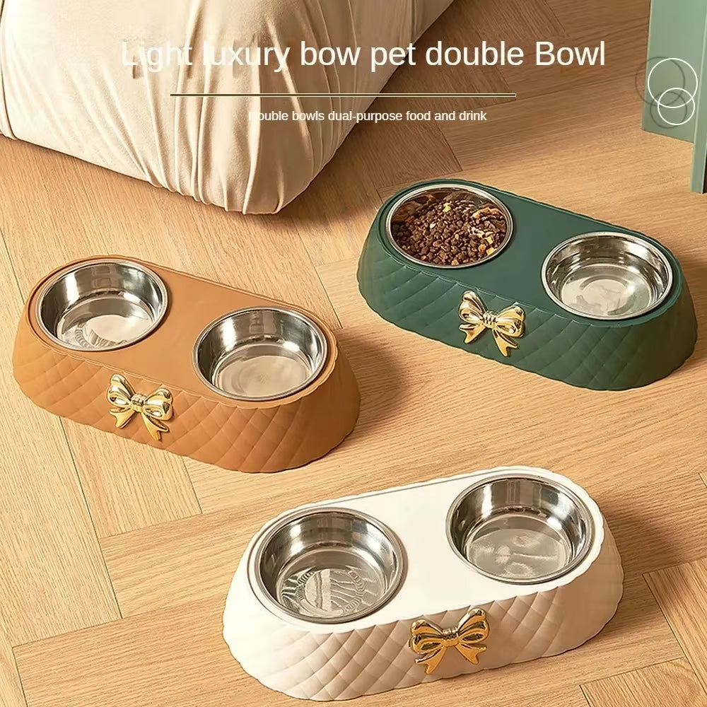 Pet Supplies Bow Tie Cat Food Bowl