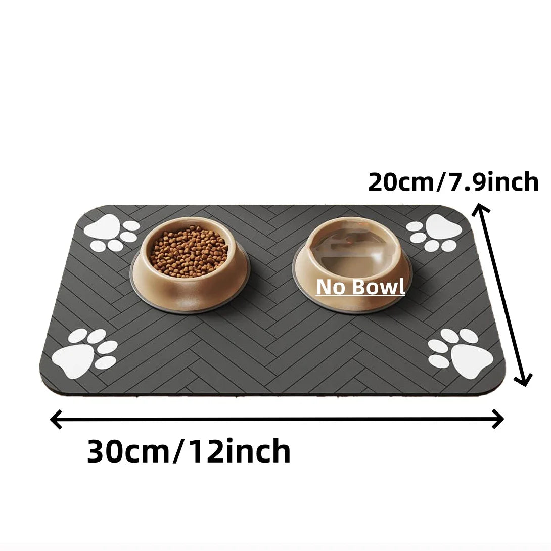 Pet Feeding Mat-Absorbent Pet Placemat for Food and Water Bow